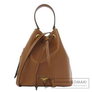 Prada Saffiano Leather Drawstring Bucket Handbag Brown